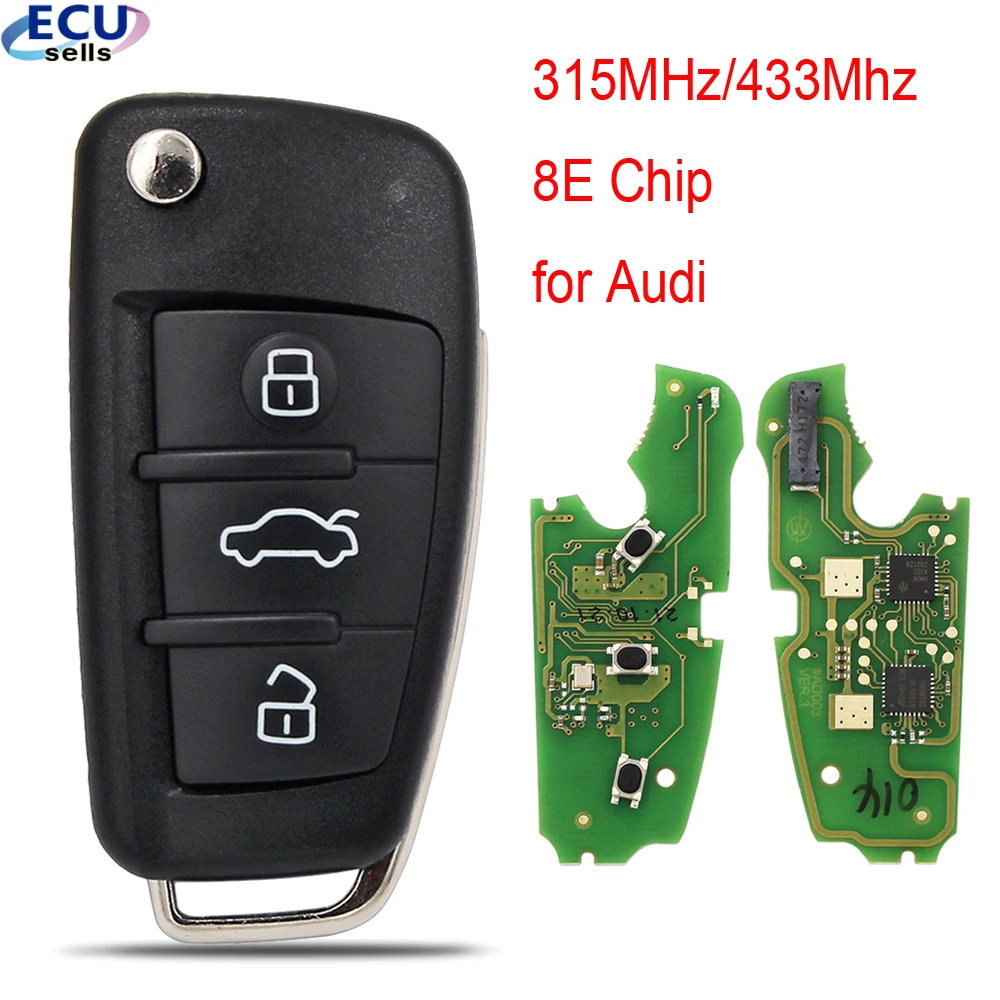 Vvdi High Quality Folding Remote Key 3 Btn 315mhz/433mhz 8e Chip For