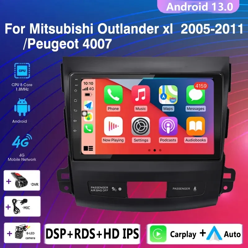 

For Mitsubishi Outlander Xl 2 2005 - 2011 Android 13.0 Car Radio Multimidia Player 2 Din Carplay Stereo GPS DVD RDS Head Unit