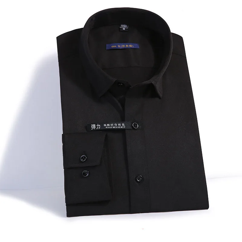 Mens Black Bamboo Fiber Dress Shirts 2022 Brand Slim Fit Long Sleeve Shirt Men Formal Business Casual Shirt Male Chemise Homme