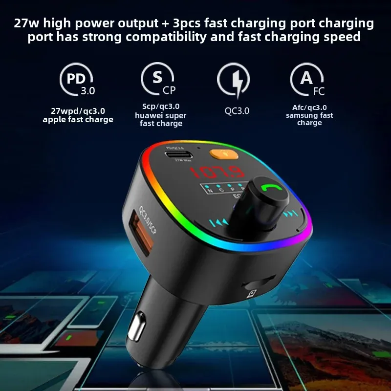 FM50 New Multicolor Car MP3 Bluetooth Transmitter Original Equipment Manufacturer No Hands-Free Car MP3 Player China Mainland