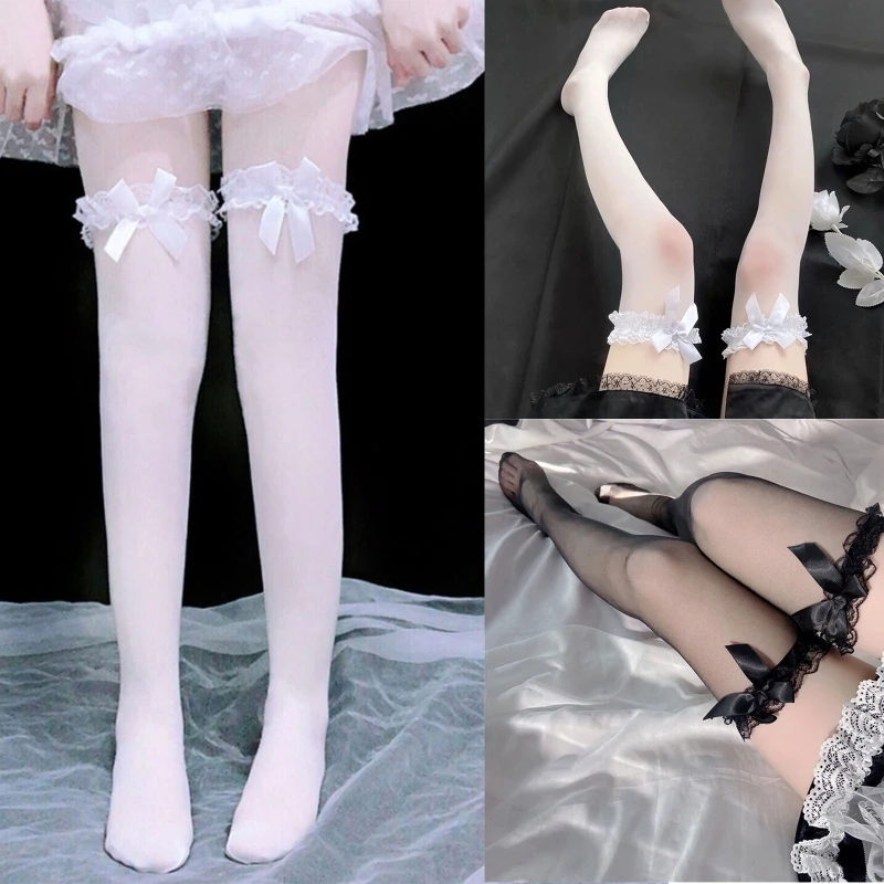 

Sexy Stockings Bowknot Over The Knee Long Socks Lolita Bow Stocking Elastic