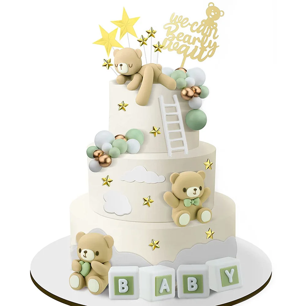 Set Decorazioni Per Torte Orsetti E Palline - 27 Pezzi Per Compleanno, Baby Shower E Feste