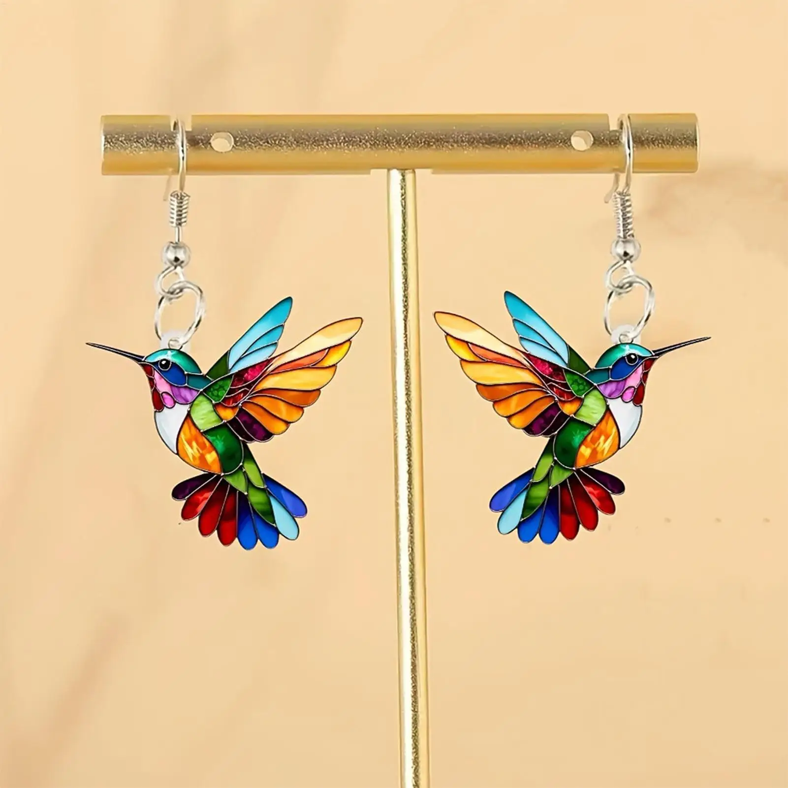 1Pair Acrylic Hummingbird Earrings 2D Bird Shape Earrings For Women Girls Ear Drop Dangle Jewelry Gifts Accessories Gifts