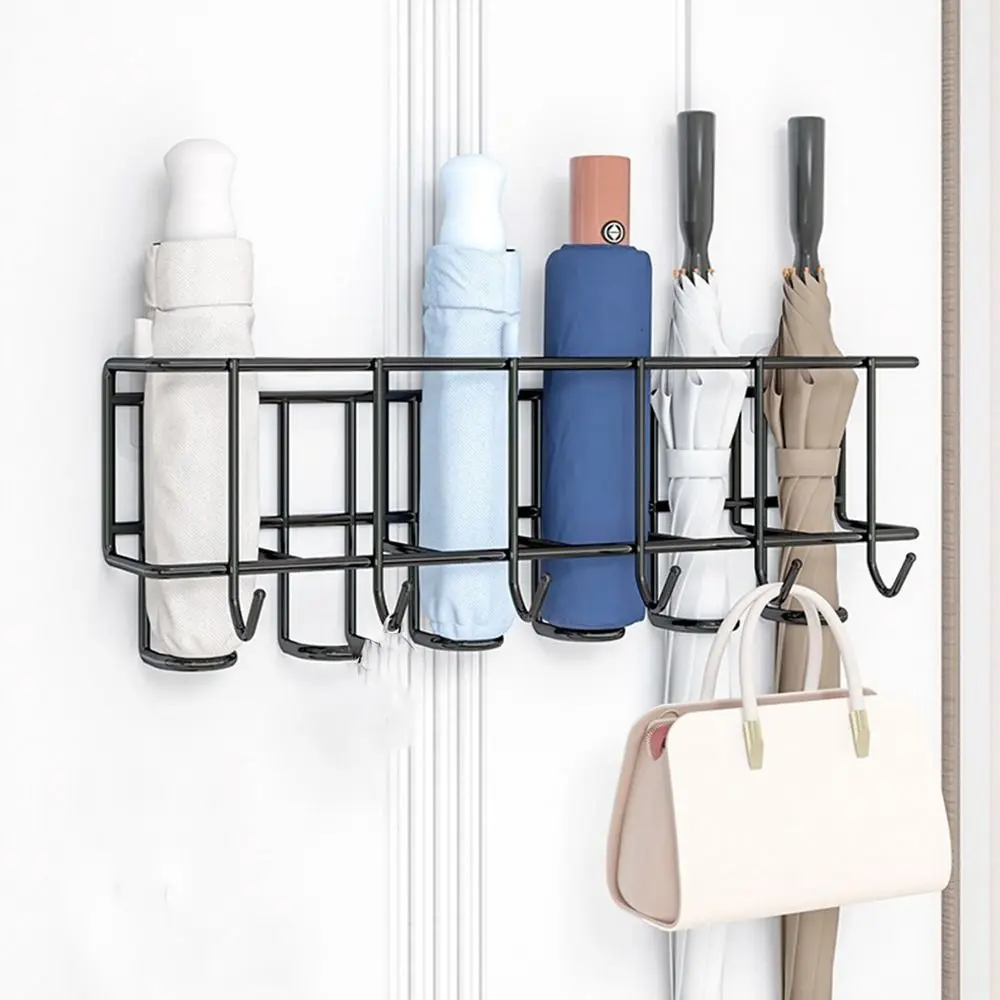 4/6 Grids Umbrella Storage Rack Metal Wall-mounted Bag Key Storage Holder Large Capacity Black/White Umbrella Holder Bathroom