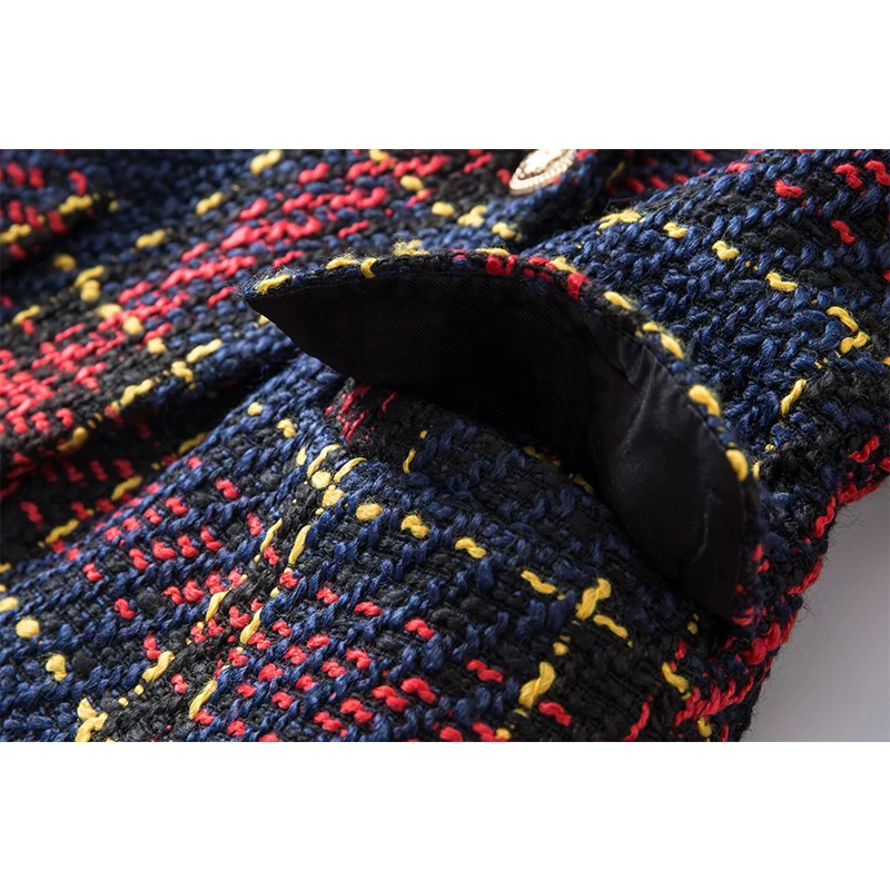 Autumn Winter Super Quality Scotticize Vintage Style Thick Woolen Red Plaid Pattern Slim Fit Women Blazer Outerdoor Jackets 4