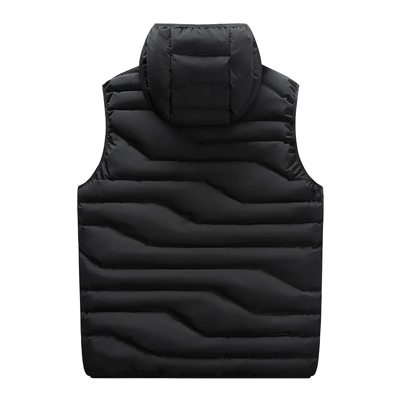Höst Vinter Huvväst Herr Utomhus Casual Windbreakers Ärmlös jacka Herr Stor Storlek 4XL-8XL Hatt Avtagbar varm väst_voghion.com