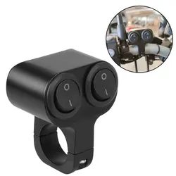 Dual Button Waterproof Motorcycle Handlebar Headlight and Speaker Switch (Black)