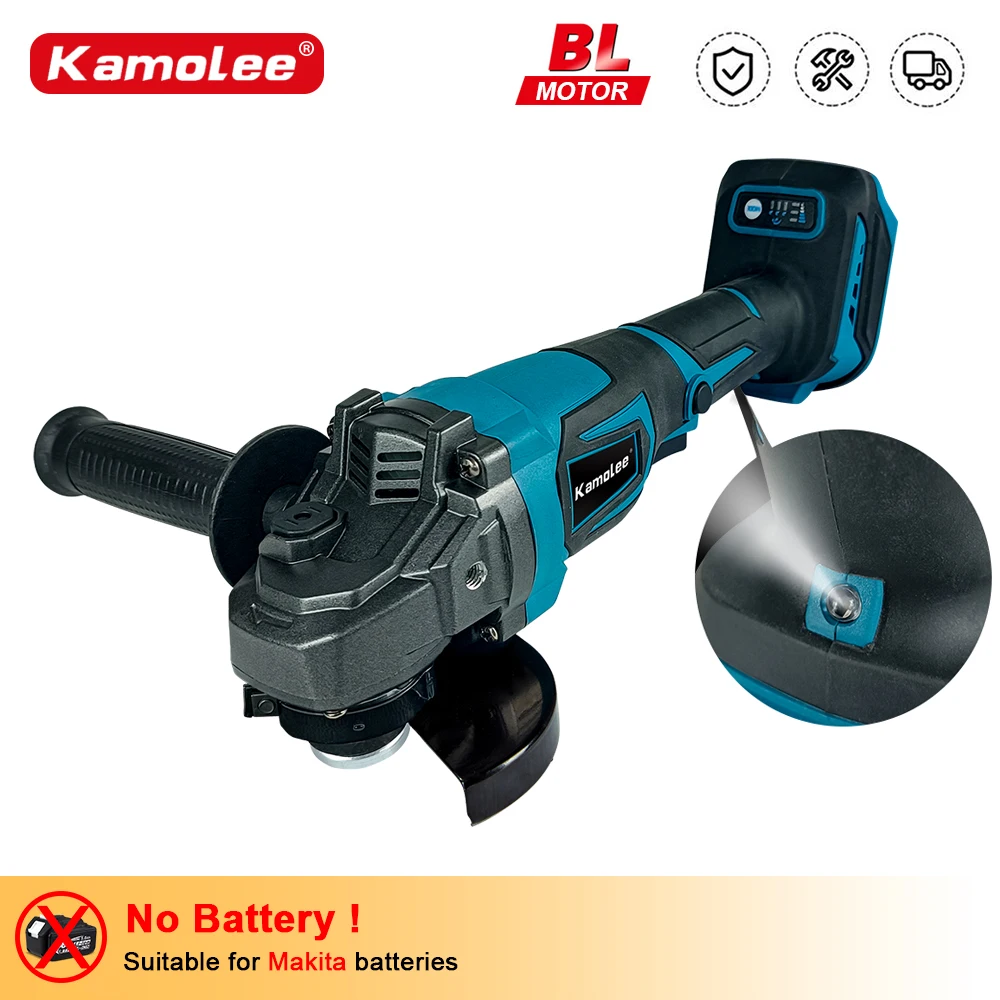 KAMOLEE Angle Grinder M10 100mm 125mm, Brushless Cordless 18500RPM 3 Speed Cutting Power Tools Compatible Makita 18V Battery