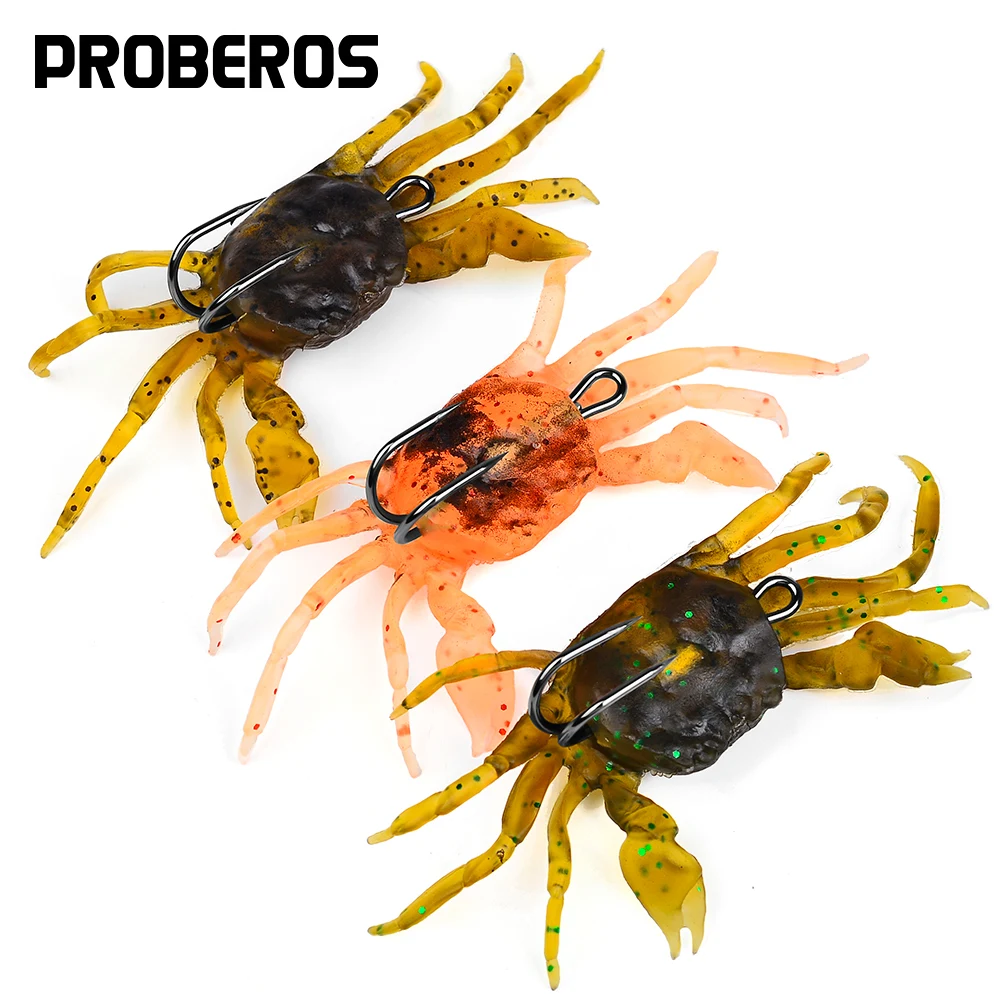 PROBEROS 1PCS 3D Simulation Crab Bait With Hook 32.5g Artificial Soft  Silicone Lure Fishing Wobbler Saltwater Pike Fishing Lure