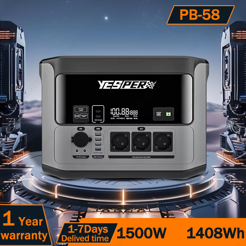 YESPER PB-58 Portable Power Station 1500W Solar Generator 1408Wh LiFePO4 Battery Home Backup Outdoor Camping urgent Mobile power