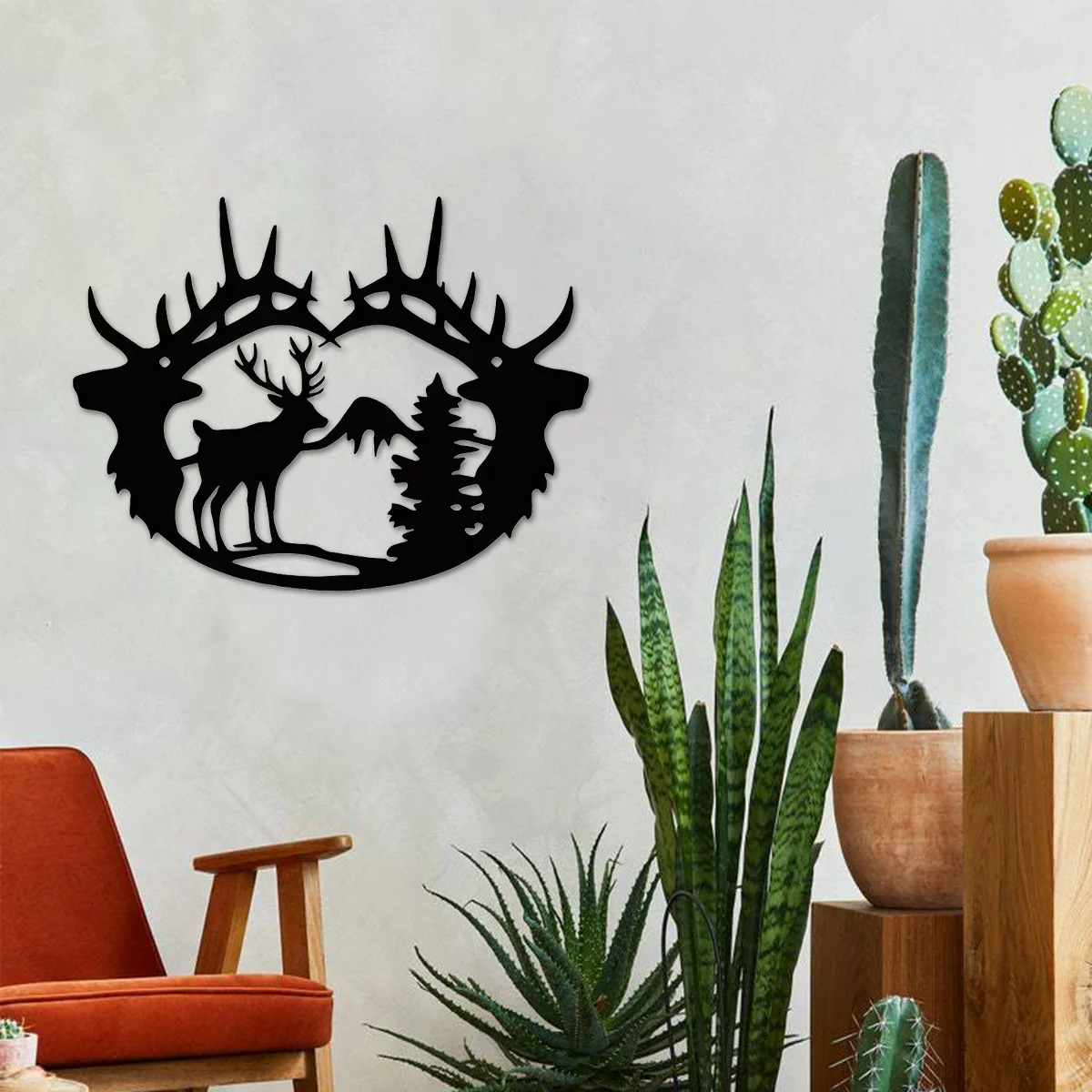 

1pc Deer Theme Decor Home Art Decorations Modern Wall Mounted Decor Bedroom Sticker Mural Decor Metal Wall Hanging Livingroom