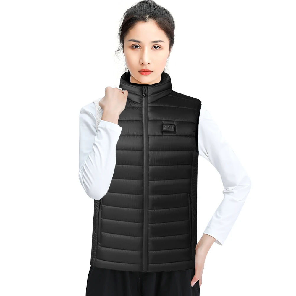 

Unisex Electric Heated Jackets USB Stand Collar Heated Vest 15 Heating Zones Zipper Closure Camping Outdoor Sportswear