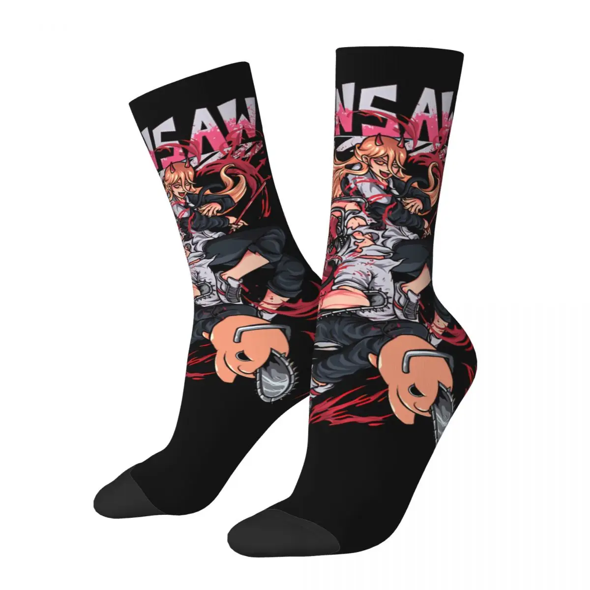 

Sock for Men Denji Power And Pochita Anime Street Hip Hop Vintage Chainsaw Man Pochita Seamless Pattern Boys Crew Sock Casual