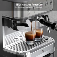 Machine à expresso avec broyeur, Machine à café en acier inoxydable de 15 bars avec mousseur à lait, cafetière pour Latte Cappuccino domestique 4