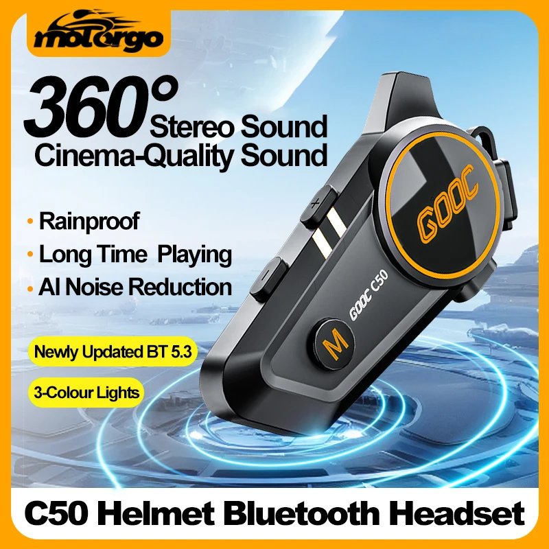 C50 Motorcycle Bluetooth Helmet Headset V5.3 Waterproof
