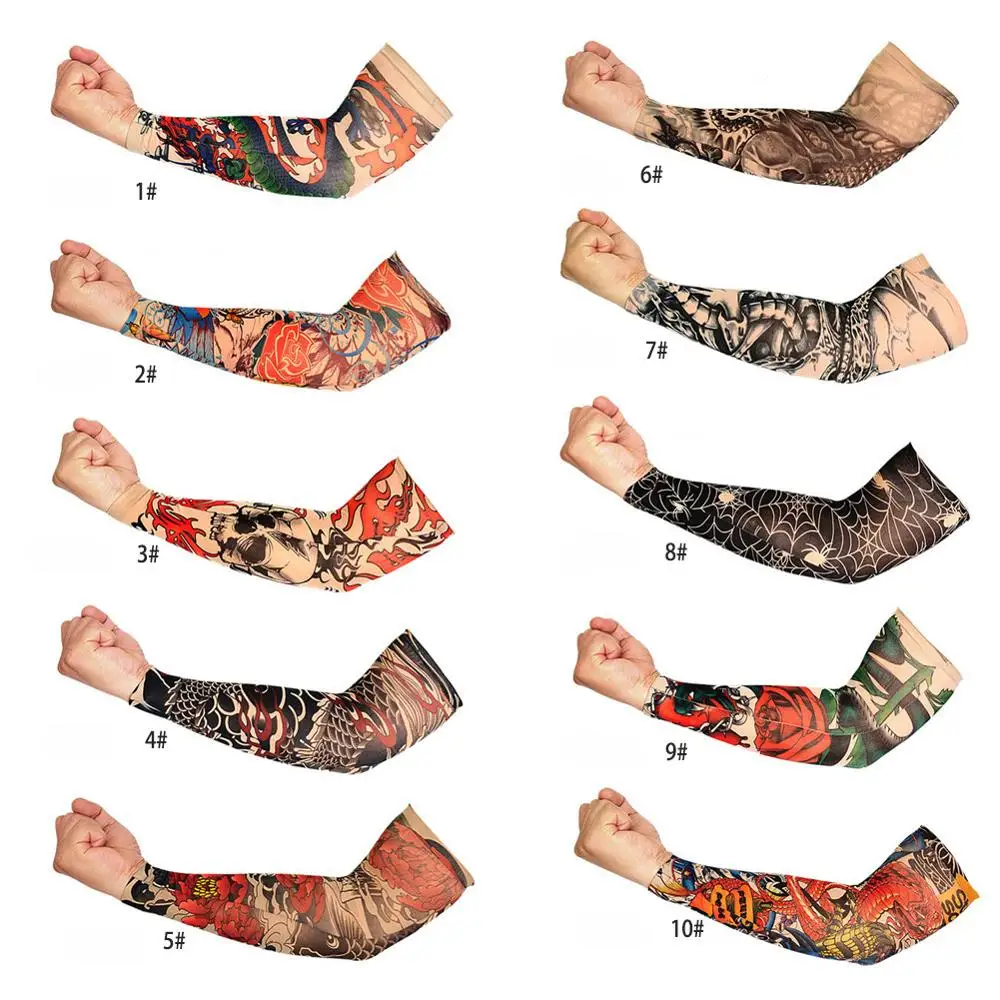Outdoor Driving Cycling Tattoo Sleeve Men Women Mountain Climbing Camping Play Golf Oversleeve Nylon Stretchy Arm Stockings