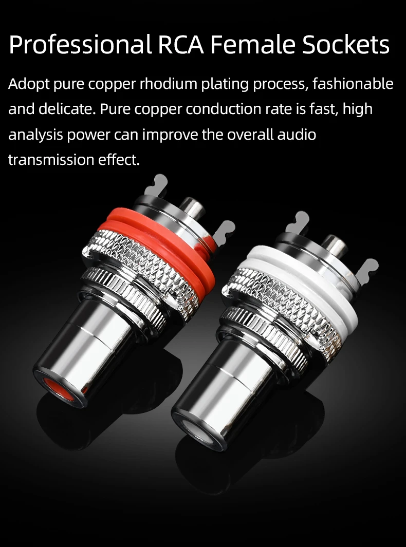 Puro Cobre e Ródio Banhado Conector Jack RCA para HiFi Audio TV CD AMP