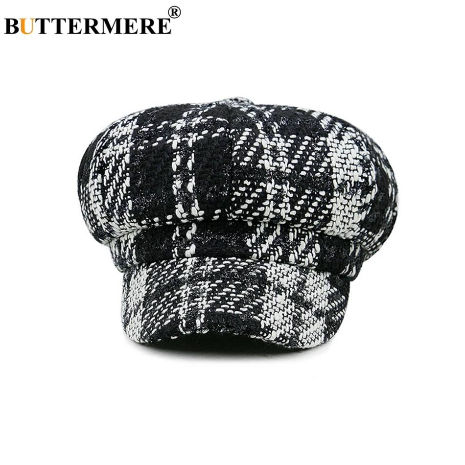 BUTTERMERE Cotton Newsboy Caps Women Spring Autumn Baker Boy Vintage Octagonal Cap Lady Hats Elastic Casual British Beret