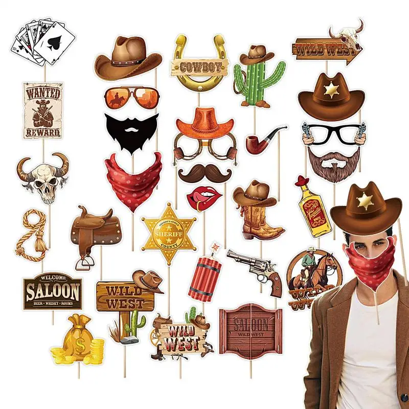 Western Cowboy Photo Booth Props for Parties