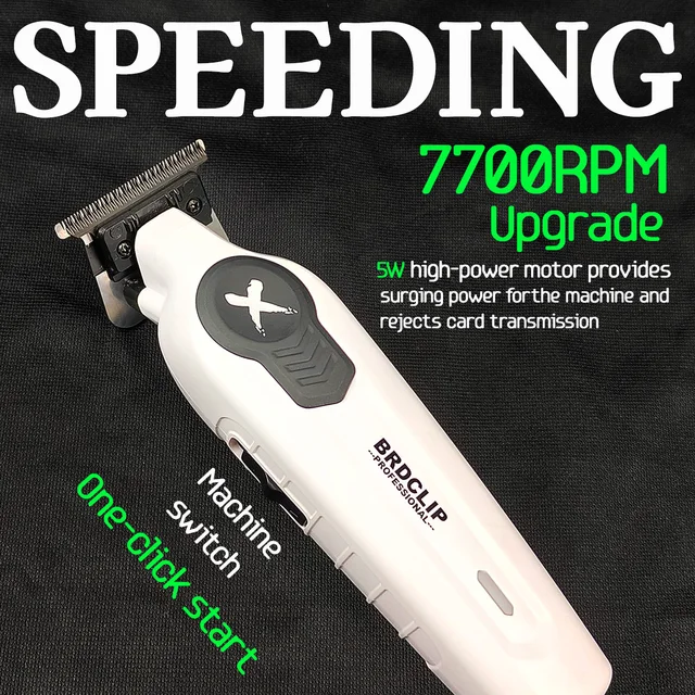 BRDCLIP  X Series White FA1T 7700RPM Professional Electric Hair Trimmer Hair Clipper For man carving DLC Blade Barber Shop Tool
