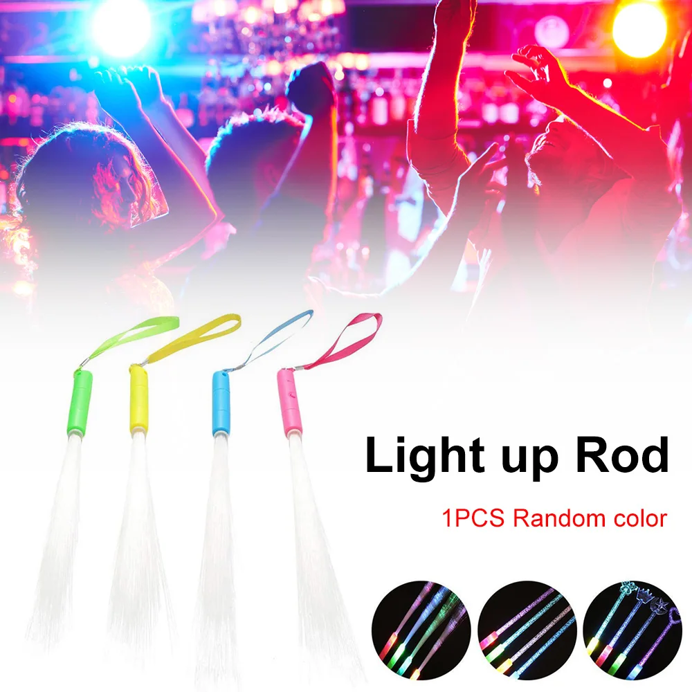 1pc Glow Fiber Optic Stick Color Changing Luminous Wand Flashing Rod Starry Sky LED Night Light Birthday Wedding Party Favors