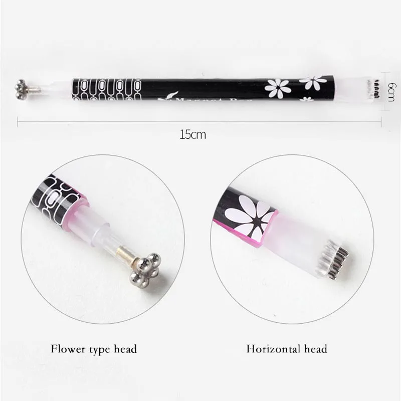 Double-head Flower Design Nail Magnet Pens Magnet Stick 3D Magnetic Cat Eye Gel Polish Nail Art Tools Salon/Studio/Home 1pc