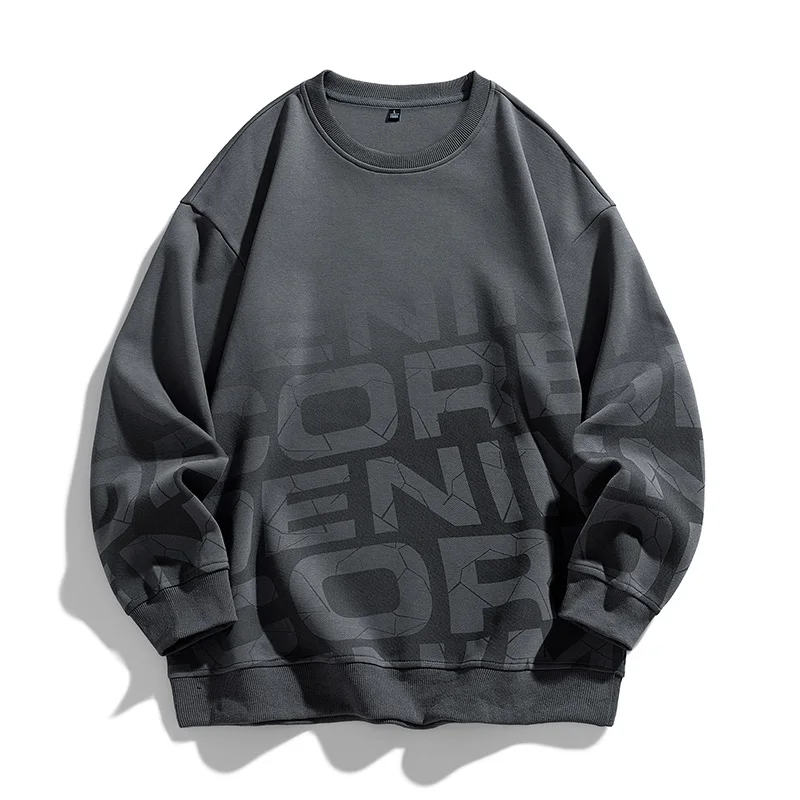 Autumn New Gradient Letter Sweatshirt For Men Harajuku Streetwear Trend Crew Neck Pullovers Oversized Unisex Clothing Male Top