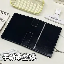 Premium Dark Brown Leather A7 Notebook with Thick Blank Pages - Ideal - A7 (Black)