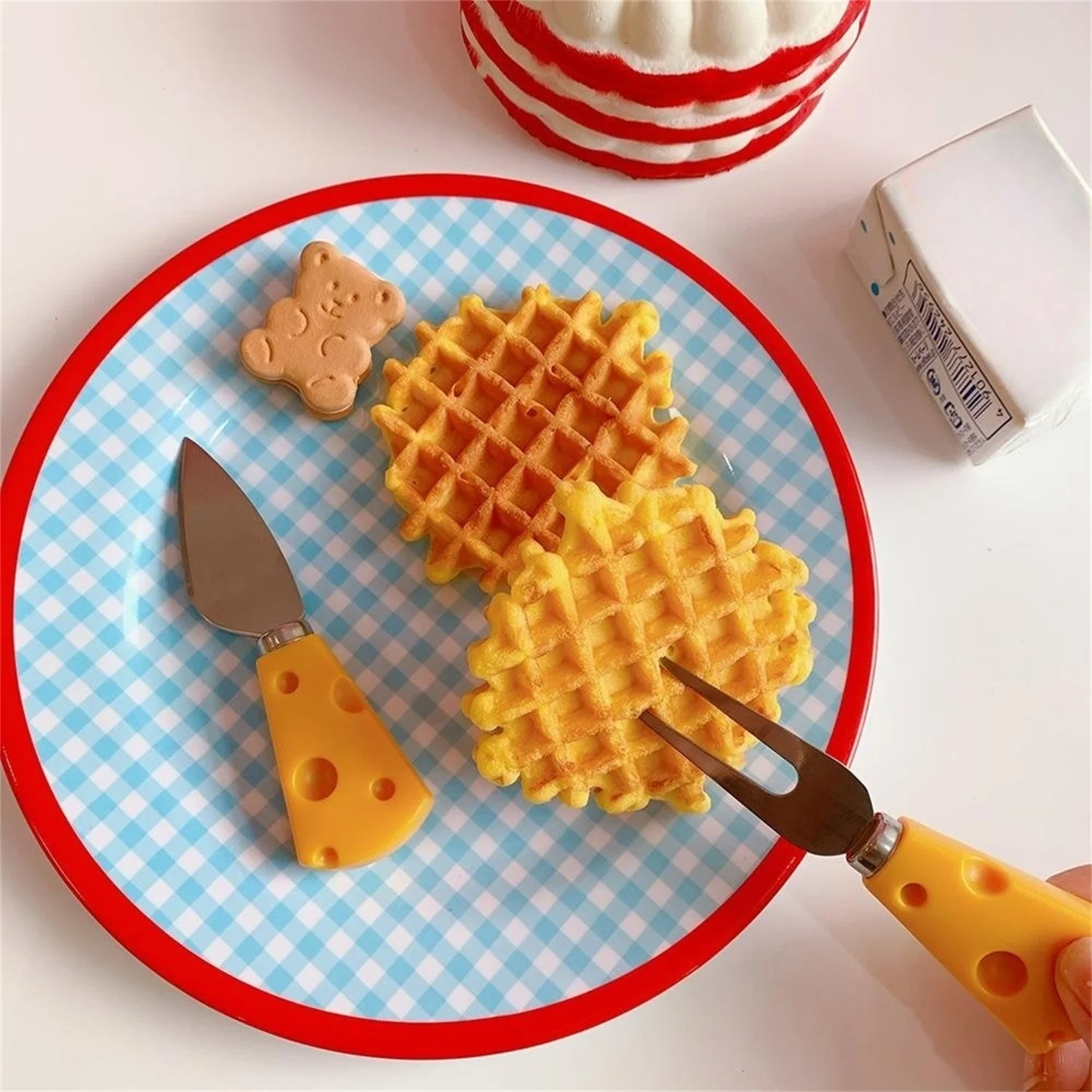 

Children Cartoon Cheese Fruit Knife Fork Baby Spoon Household Cute Tableware Dessert Spoon Cutlery Kitchen Accessories Gadget