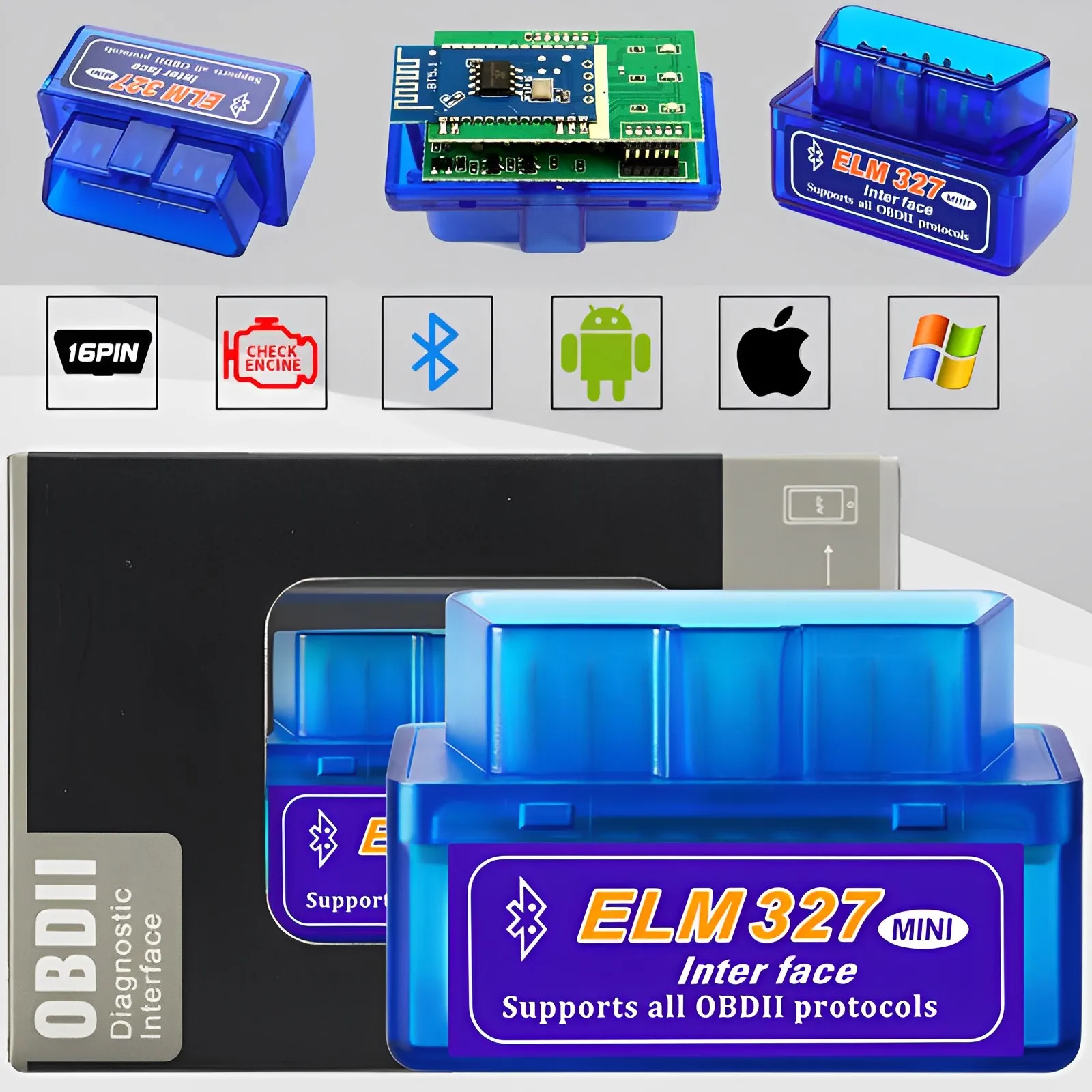 Mini Eml327 V2.1 Bluetooth OBD2 Car Diagnostic-Tools for Android Scanner Code Support Smart Scan Tool OBDII Auto Diagnostic Tool