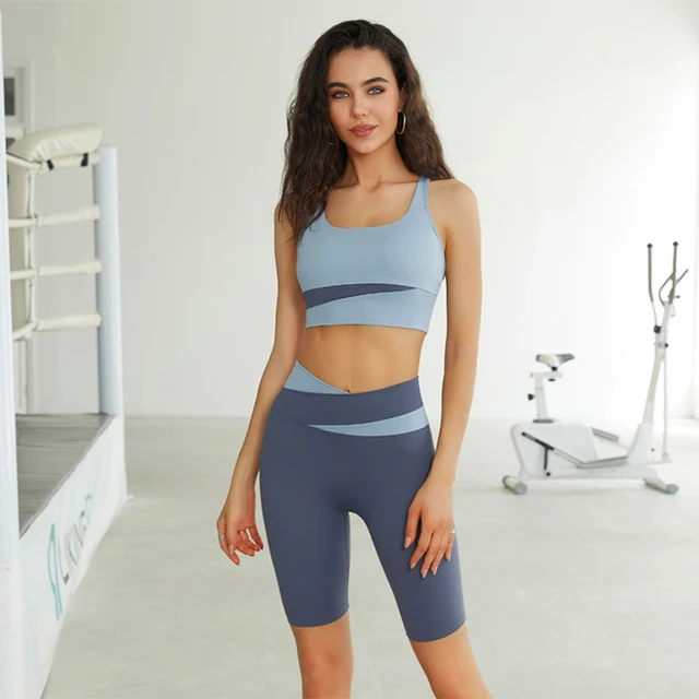 Splicing Yoga Set Vrouwen Sportkleding Sport Pak Tweedelige Set Sportkleding  Gym Kleding Hoge Taille Naadloze Leggings Sport Top| | - AliExpress