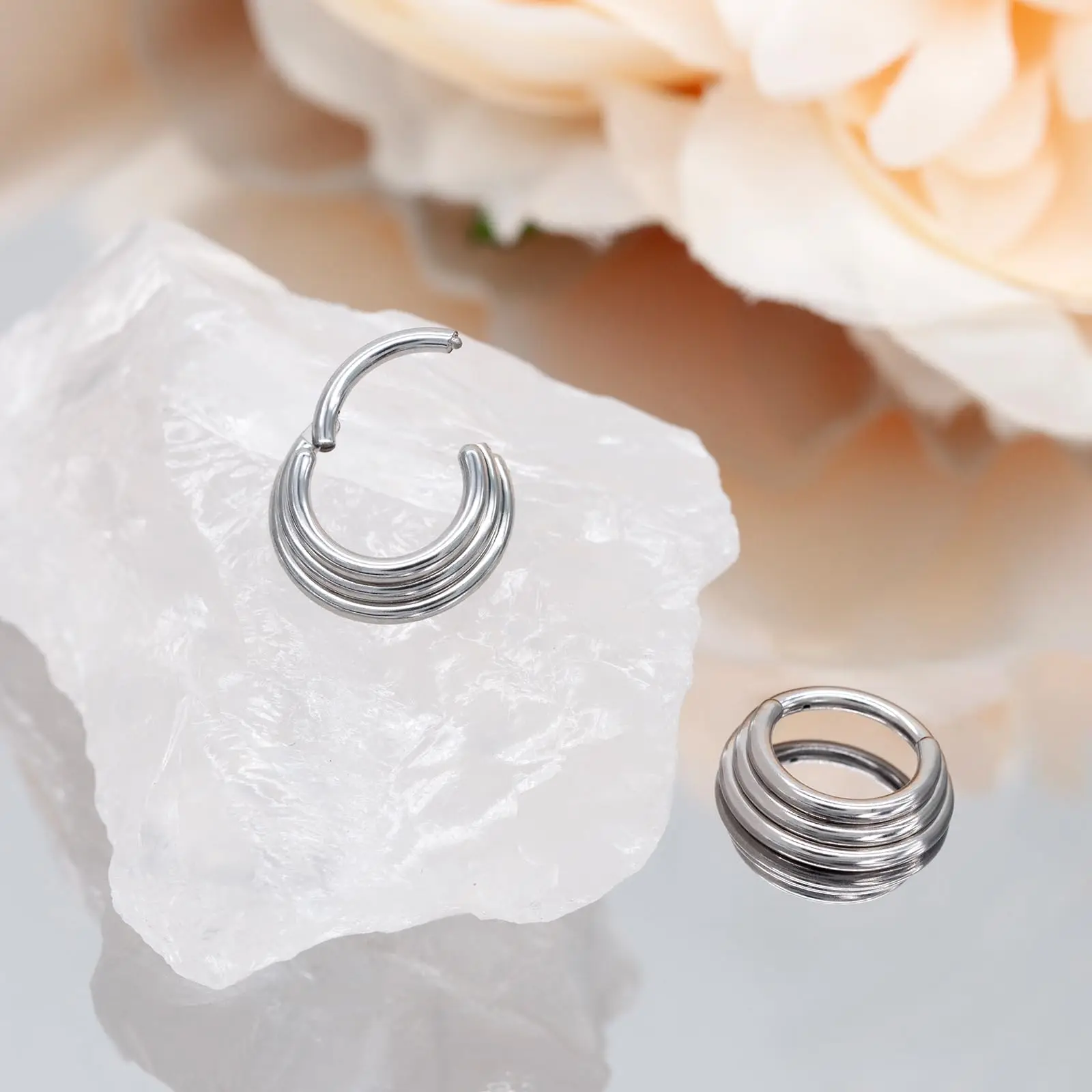 Nose Rings Piercing Jewelry Body Piercing Earrings Ear Piercing Jewelry Metal Jewelry Hoop Earrings Body Piercing Jewelry Body Jewelry Triple Hoops Nose Ring Septum Hoop Hypoallergenic Hinged Conch Daith Helix Ring Hoop Rook Tragus Clicker Cartilage Earrings