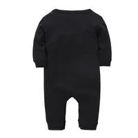 Kavkas Solid Black Baby Rompers Unisex 0-18M Full Sleeve Clothes One Piece 100% Cotton Overalls Infant Jumpsuit 2