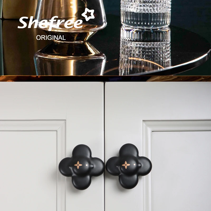 estilo nordico flor puxadores de gaveta ceramica 03