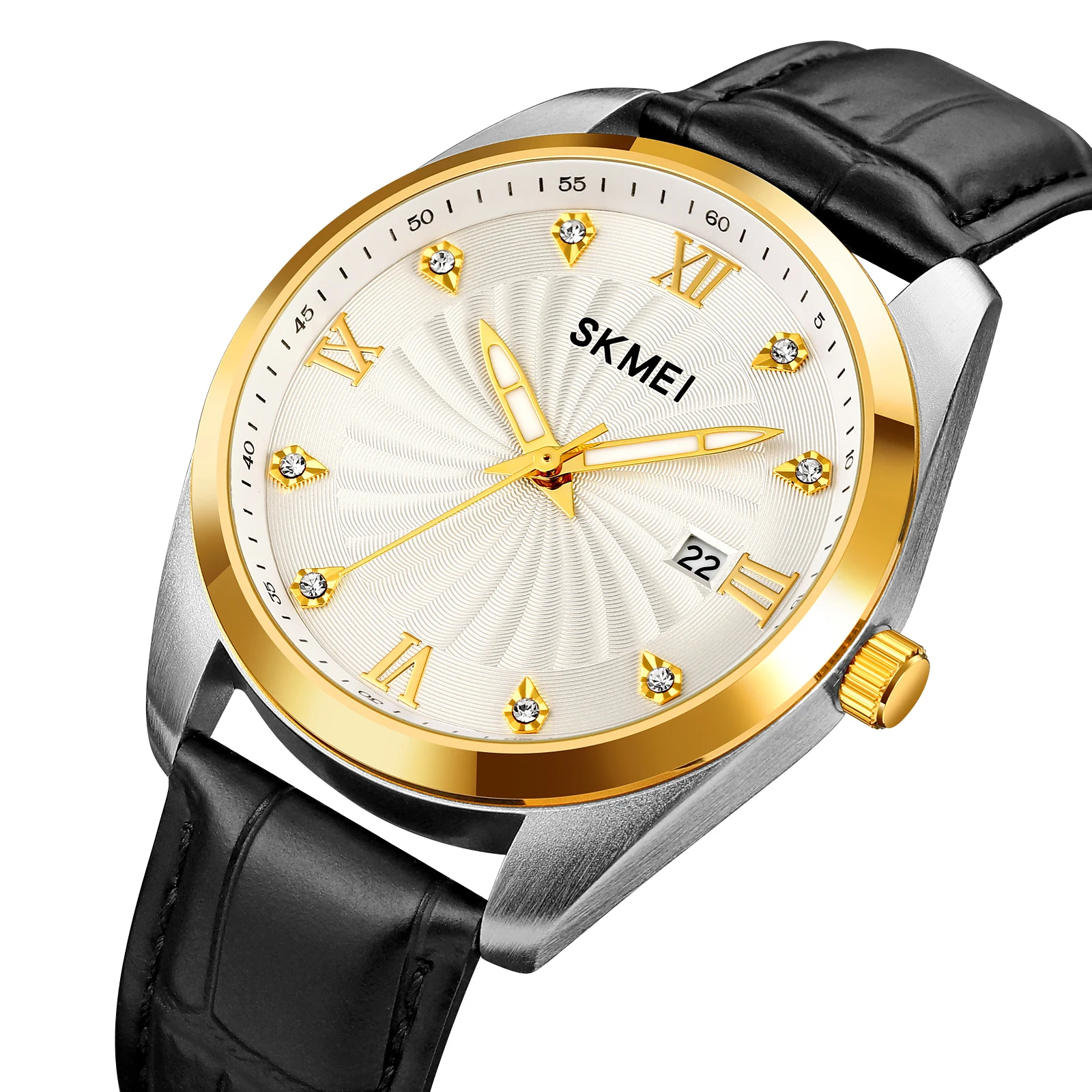 

SKMEI Business Style Men's Watch Three-Dimensional Metal Scale Hour Markers Waterproof Scratch Resistant Trend Quartz Watch 2061