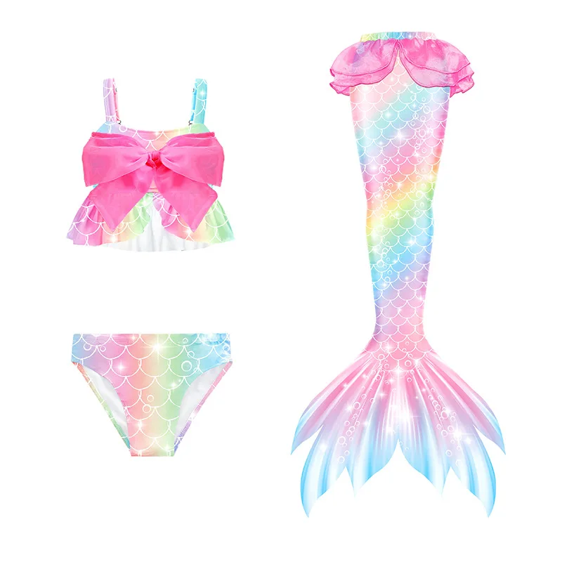 Girls Mermaid Tails Swimming Dresses Halloween Cosplay Costume Beach Clothes Child Mermaid Swimsuit Kids Swimmable Costume Fin