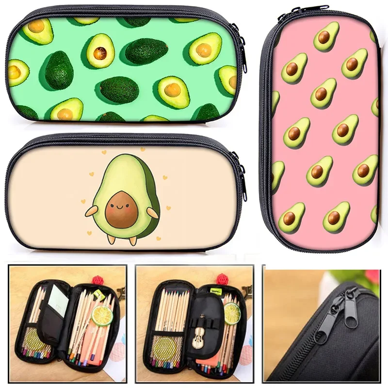Astuccio Per Matite Con Stampa Avocado Ragazzi Ragazze Studio Scatola Di Cancelleria Astuccio Per Matite Cartone Animato Frutta Donna Borse Cosmetiche