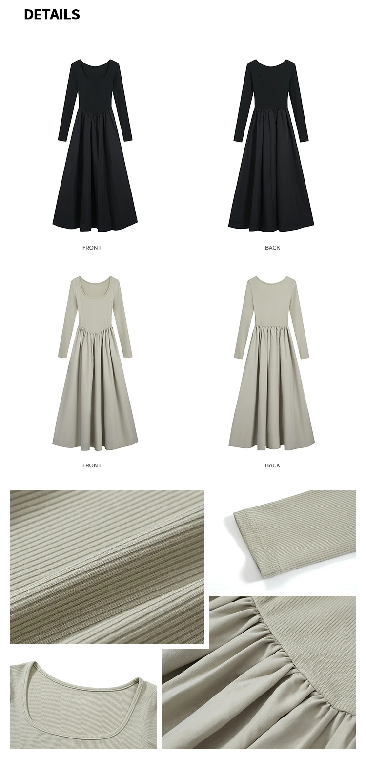 Casual Knitted Midi Dresses for Women Solid Long Sleeves Square Collar A-line Autumn New Elegant Dress Female Slim Vestidos