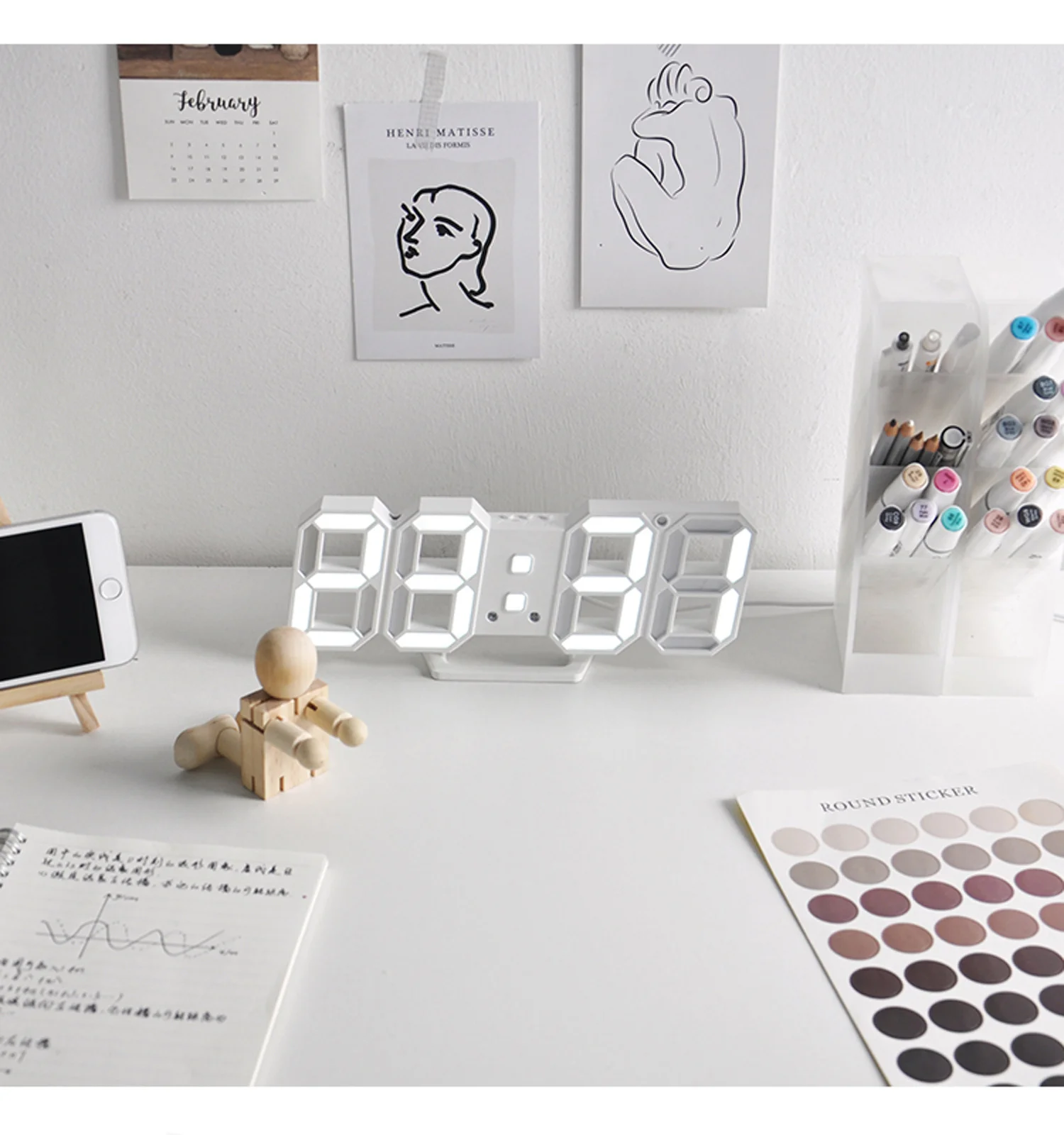 3D LED Digital Alarm Clock Three-dimensional Wall Hanging Watch Table Calendar Thermometer Electronic Furnishings