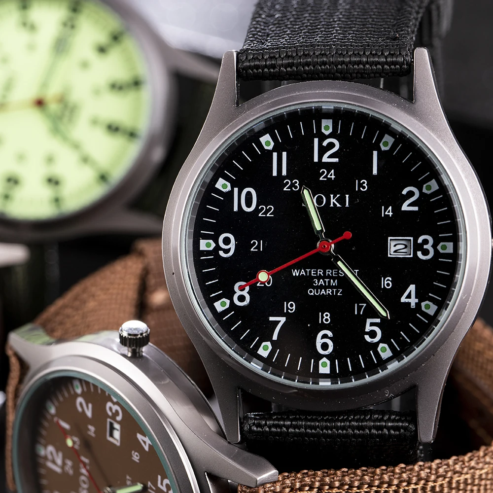 Fashion Vintage Casual Watch Men Calendar Quartz Watch For Men Nylon Strap Male Military Sports Canvas Wristwatch Horloge Clock