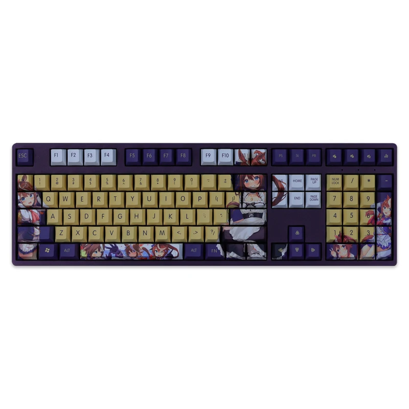 Chaves Conjunto Lados Pbt Tintura Subbed Keycaps Anime dos Desenhos Animados Gaming Key Caps Cherry Perfil Keycap para Muito Derby Tokai Teio 108 - Imagem 3