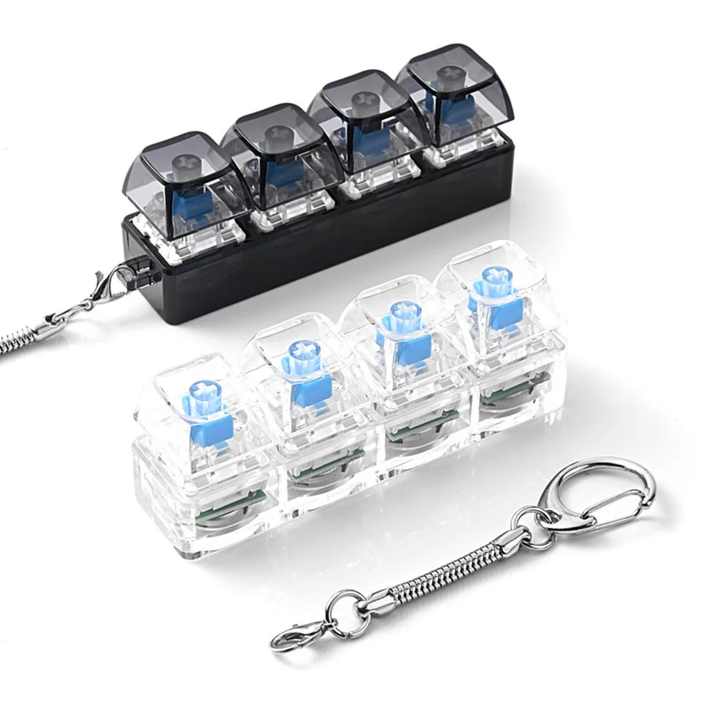 1pc 4키 기계식 키보드 테스터 LED 키보드 키 장난감 스트레스 해소 DIY 피젯 버튼 키캡 피젯 키체인 장난감