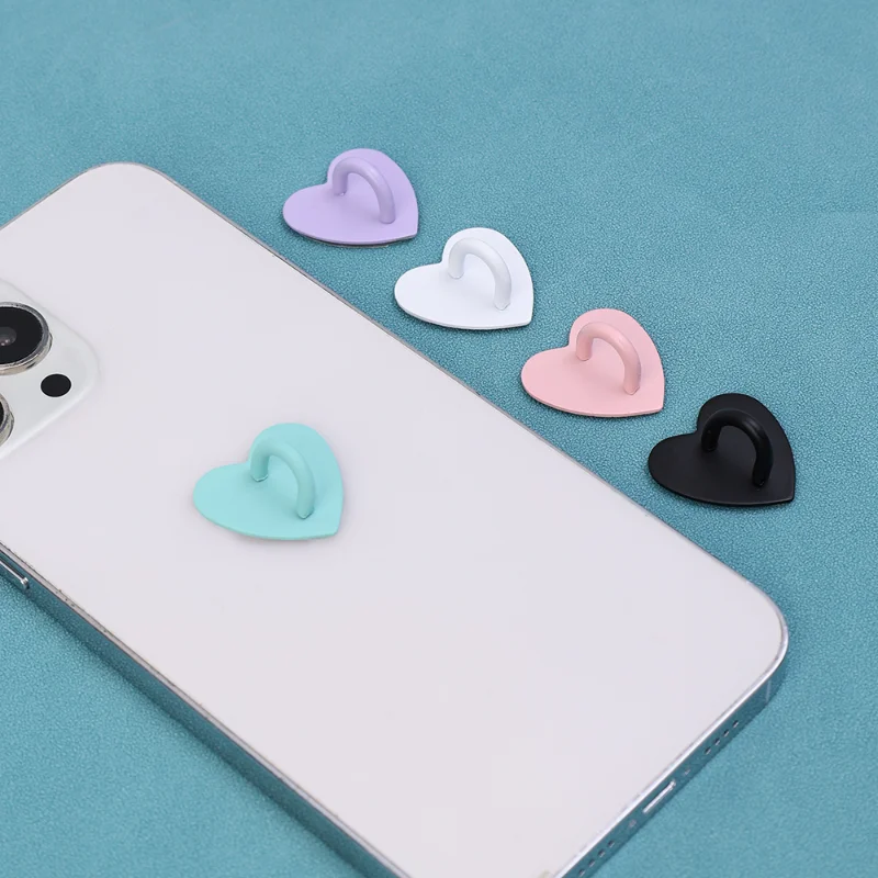 Kawaii Adhesive Metal Heart Phone Charm Holder Mobile Phone Case