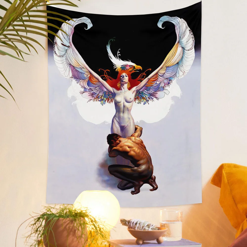 

6 sizes Myth Tapestry Beauty Angel Strong Man Dinosaur Monster Wall Decoration Living Room Bedroom Study Wall Hanging