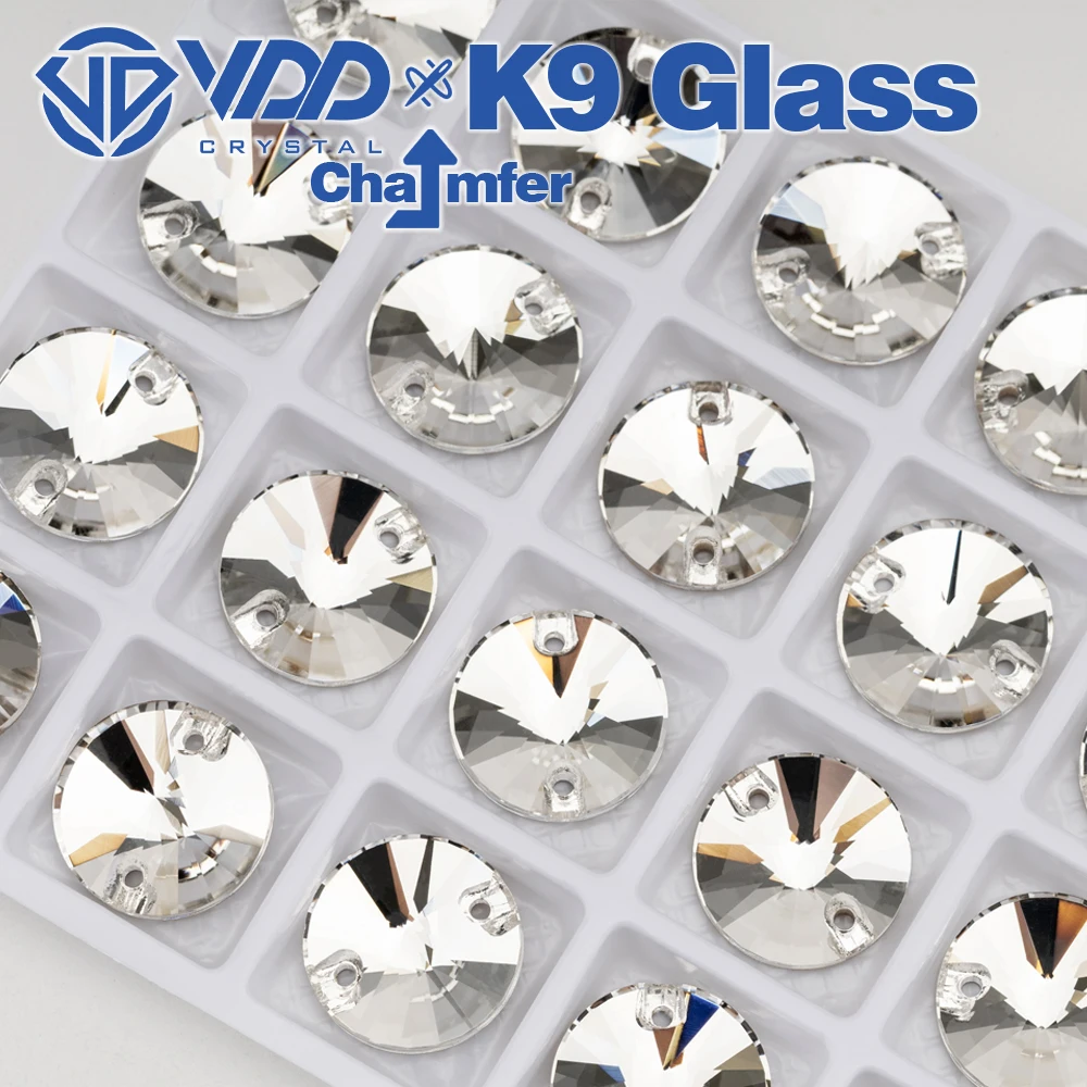 Vdd großhandel rivoli hochwertiges k9 glas nähen auf strass steinen kristall kasten verpackte flatback nähsteine für kleidungs dekorationen – Detail 4
