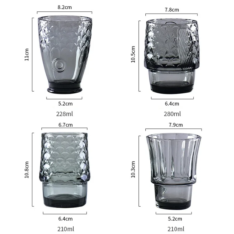 4Pcs/set Creative Koi Fish Cup Fish Shaped Glass Set Stackable Shaped Water Cup Household Water for Wedding Party Gift