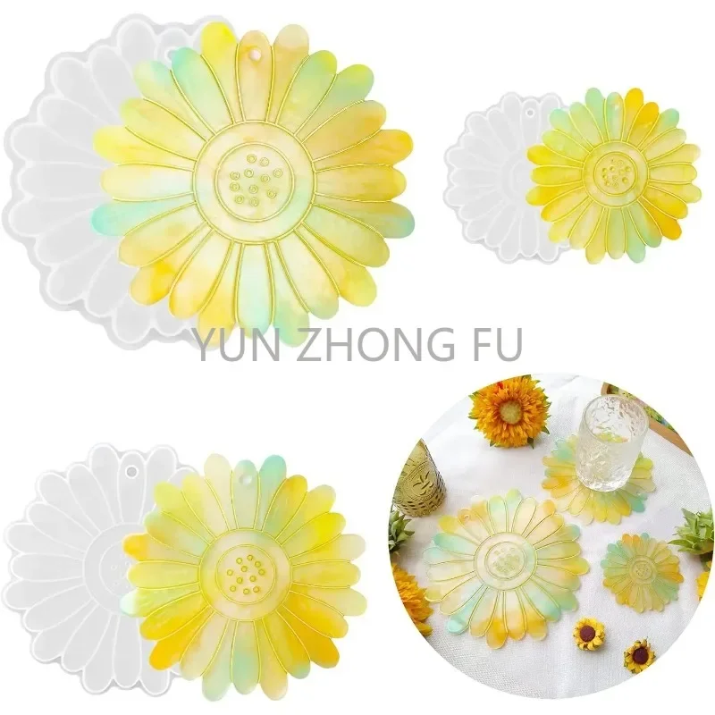 

3 resin molds for making sunflower shaped coasters DIY flower shaped coasters Silicone resin molds Epoxy resin molds
