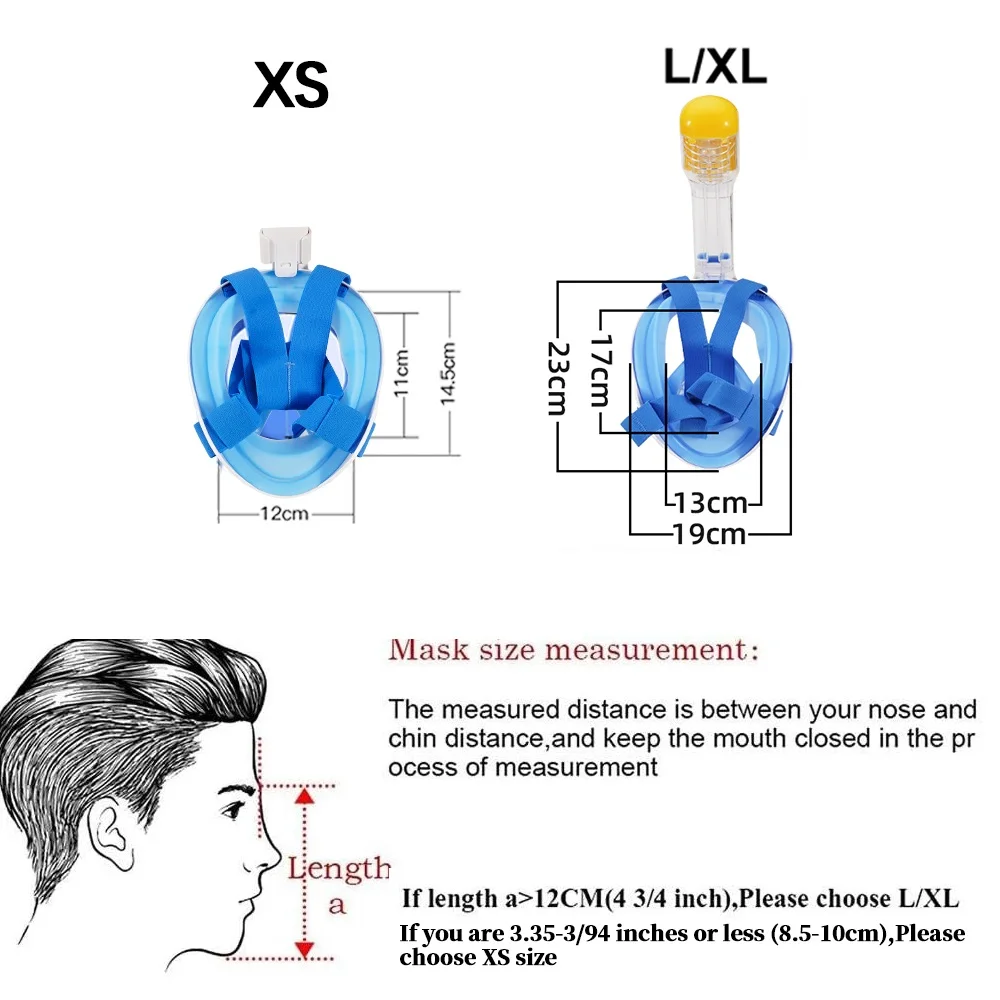Full Face Snorkel Mask Snorkeling Swimming Diving Mask Wide View Anti-Fog Anti-Leak Safe Breathing System For Adult Kids Gift Snorkeling Diving Mask
