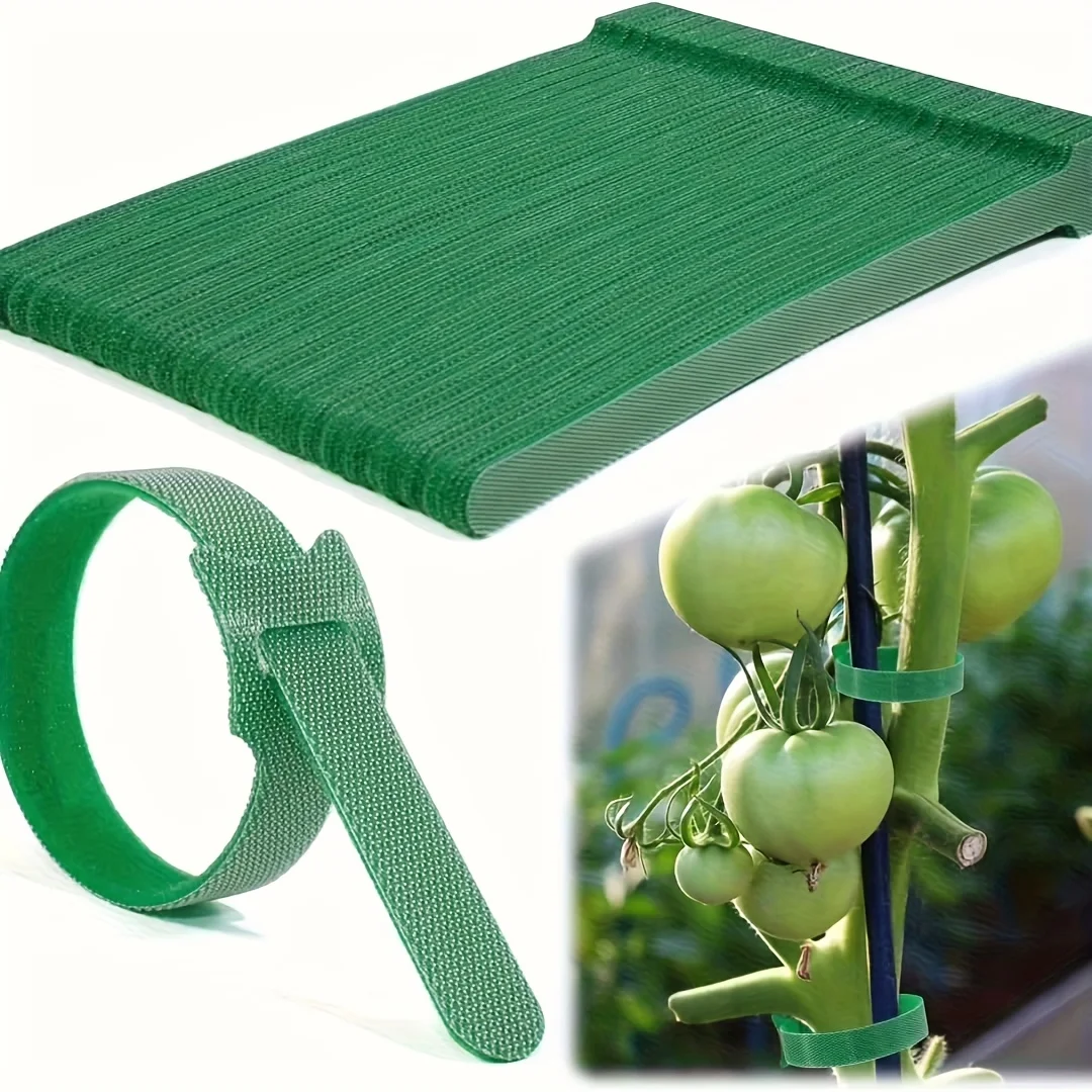 Reusable 6-Inch Adjustable Non-Slip Nylon Plant Ties 100pcs with Hook and Loop Fasteners for Climbing Plants Support