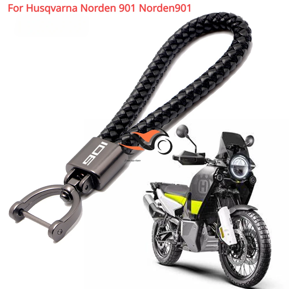 

For Husqvarna Norden 901 Norden901 Accessories Custom LOGO Motorcycle Braided Rope Keyring Metal Keychain